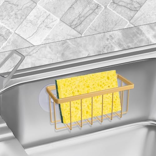 SHFKS Kitchen Sink Sponge Holder, Gold