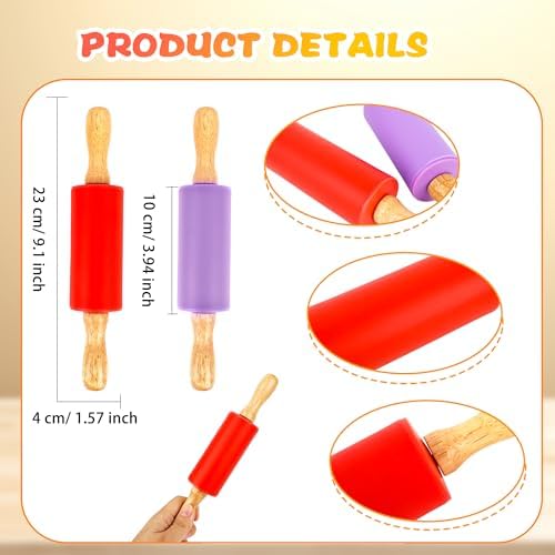 11 Pcs 9 Inch Mini Rolling Pins Small Silicone Rolling Pin Colorful