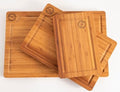 Carbonized Bamboo Cutting Board Set of 3 - Premium Wood Grain, Extra
