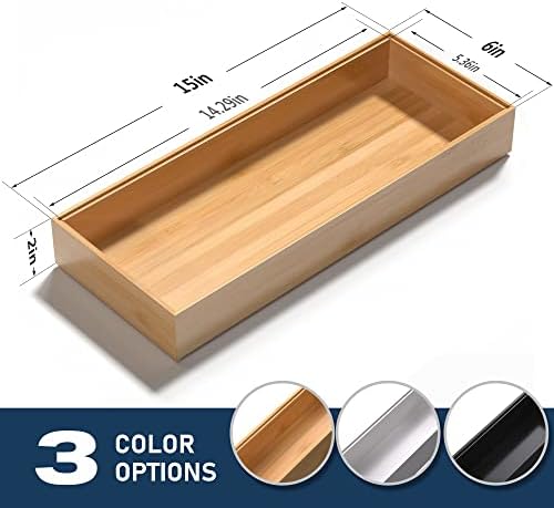 VeyFey Set of 2 Bamboo Drawer Organizers, 15 x 6 x 2"