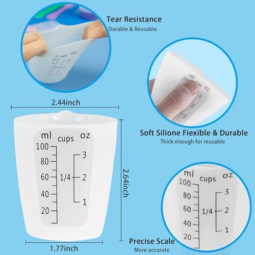 Creahaus 12pcs Silicone Measuring Cups for Resin, 100ml Non-Stick