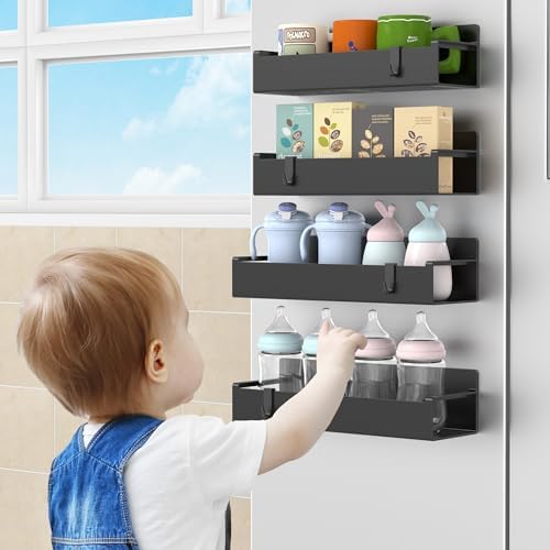 HuggieGems 8 Pack Magnetic Spice Rack, Black