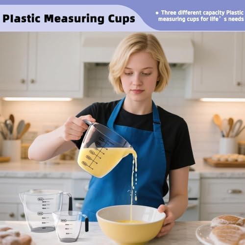 Plastic Measuring Cups Set for Liquids with handles 3 Pcs