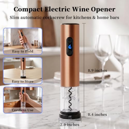 Electric Wine Opener with Foil Cutter, Automatic Wine Bottle Corkscrew