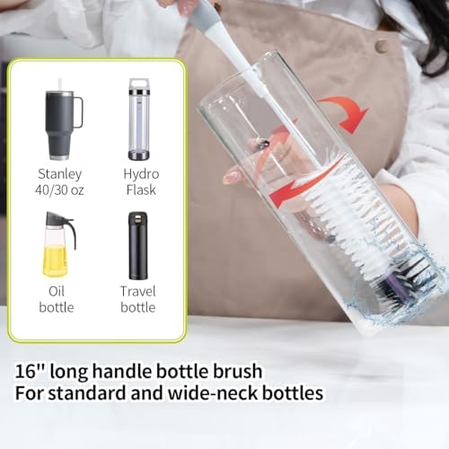 Bottle Brush Cleaner Set-Long Bottle Cleaning Brush for Narrow Neck
