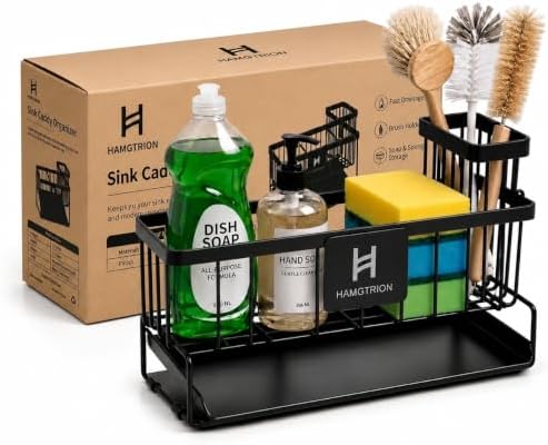 Kitchen Sink Organizer, Stainless Steel, Black