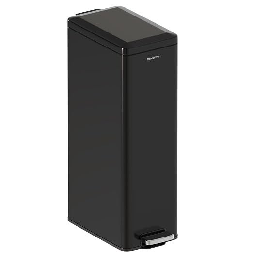 Soft-Close Trash Can with lid，8 Gallon/30L Anti-Fingerprint Stainless Steel by SolaceCove