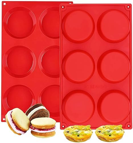 Silicone Muffin Top Pans, 2 Pack Non-stick 3" Whoopie Pie Baking Pan