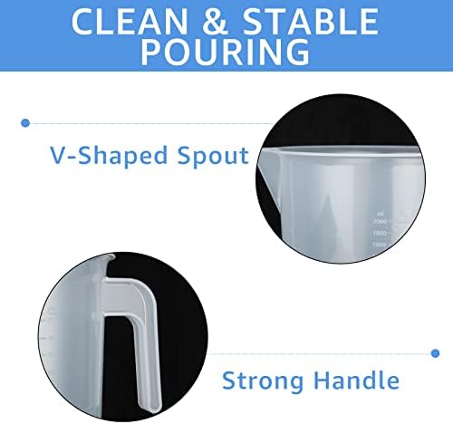 AKOLAFE 4 Pack 2 Liter Liquid Measuring Cups 64 Ounce Each Plastic