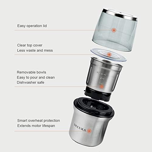 Secura Electric Coffee Grinder and French Press Coffee Maker