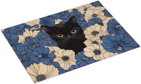 Black Cat Dish Drying Mat for Kitchen Counter Microfiber Super