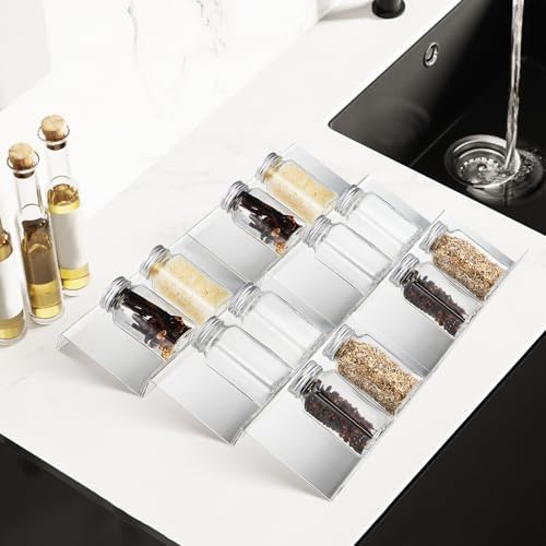KICHOUSE 4 Pack Acrylic Spice Rack Organizer for Drawer Storage