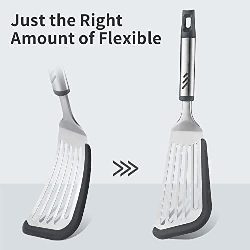 Silicone Fish Spatula, Flexible Slotted Turner for Nonstick Cookware