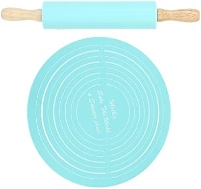 30cm Silicone Rolling Pin Set, Non Stick Dough Roller with Kneading
