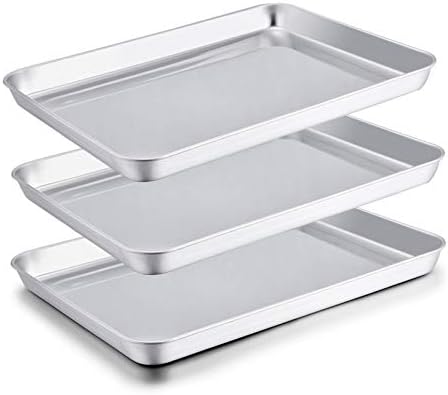 TeamFar Baking Sheets Set of 3, 16x12x1 inch Cookie Sheet Baking Tray