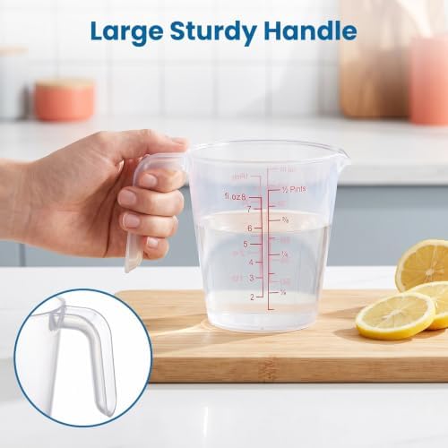 2Pcs Plastic Measuring Cups 1 Cup (250ml /8oz) Liquid Oil Measuring