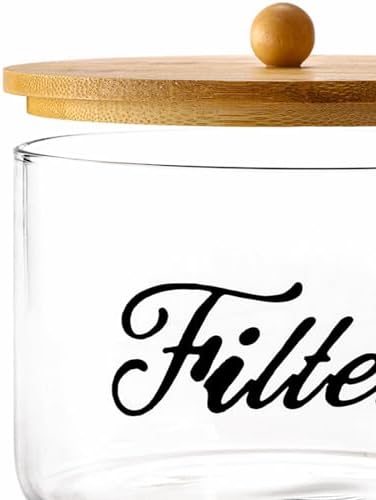 Cididu Coffee Filter Holder with Bamboo Lid, Glass Large Coffee Pod