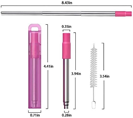 Metal Reusable Collapsible Straws with Silicone Tip, Telescopic
