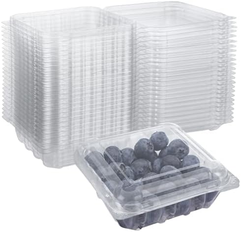 100PCS Berry Containers with Lids, Clear Plastic Vented Berry