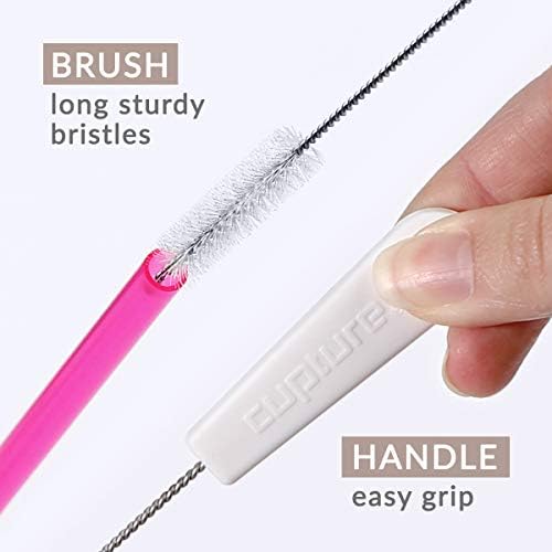 Cupture Reusable & Unbreakable Color Straws - 12 Count + Free Brush