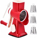 Rotary Cheese Grater Vegetable Slicer, 4-in-1, Red