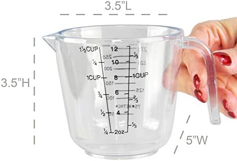 HOME-X Big Number Clear Plastic Measuring Cup with Handle and Pour