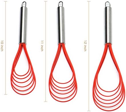 Flat Whisk Set,Stainless Steel 3 Pack 10''+11''+12'' Premium Sturdy-6