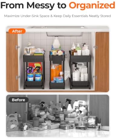 Sevenblue 3-Pack 2-Tier Under Sink Organizers with Sliding Drawers