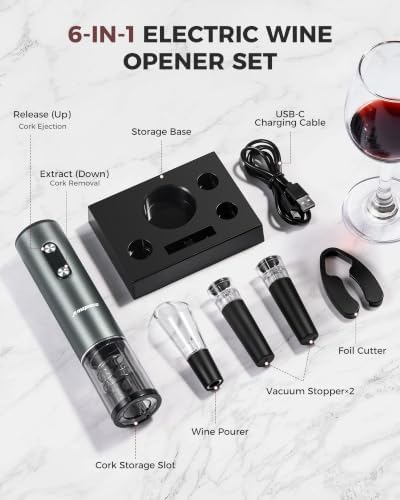 Rechargeable Electric Wine Opener, Automatic Wine Bottle Opener Set