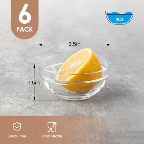 3.5in 4oz Small Glass Bowls, Mini Glass Containers, Ramekins, Prep