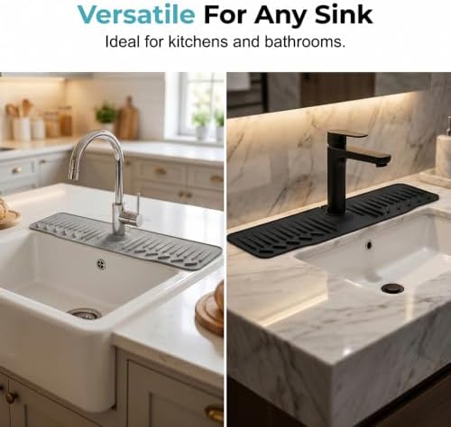 Silicone Faucet Mat for Kitchen Sink, 24 x 6 Inch Splash Guard Drip