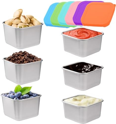 6oz Reusable Stainless Steel Snack Containers, 6Pack Metal Food