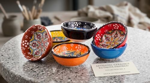Turkish Ceramic Pinch Bowls Set of 6 – Small Dipping Bowls for
