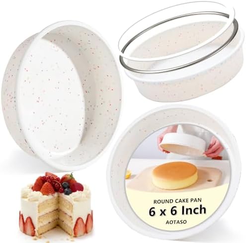 6 inch Small Round Cake Pans with Metal Reinforced Frame, Set of 3
