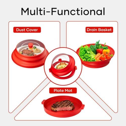 2 in 1 Microwave Splatter Cover for Food with Anti-scald Base Plate