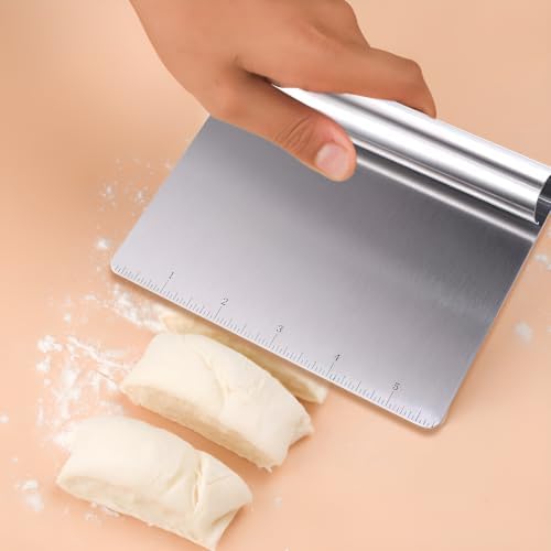 Stainless Steel Dough Cutter with Scale, Bench Scraper Pastry Spatula