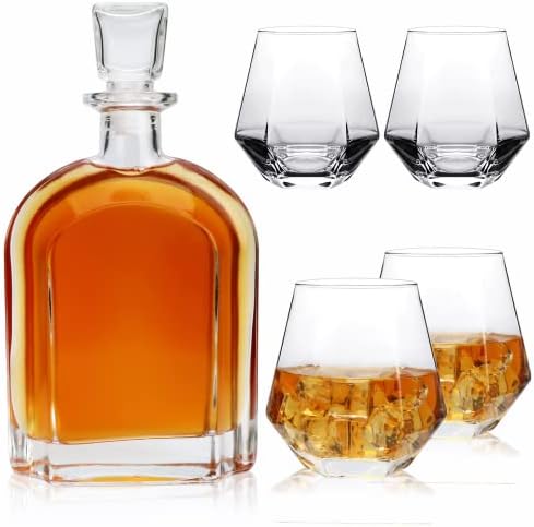 24oz Whiskey Glass Bottle,Decanter Set with Glasses,Delicate Decanter