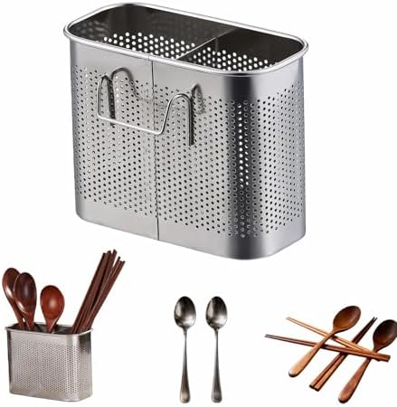 304 Stainless Steel Utensil Drainer, 2-Tier Silverware Drying Rack