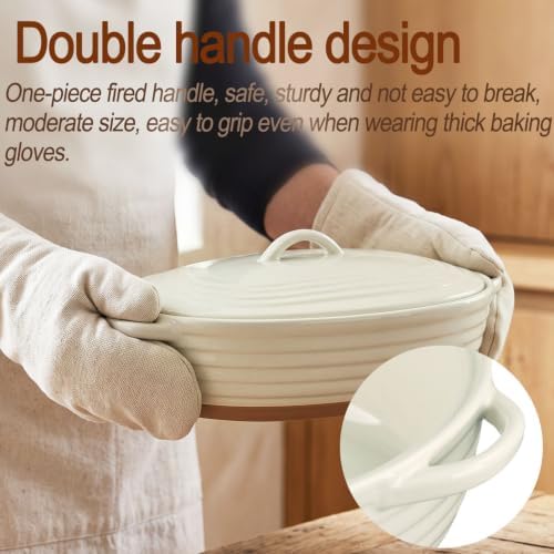 3.7-Quart Ceramic Casserole Dish with Lid, 15.8 x 10.6-Inch Oval