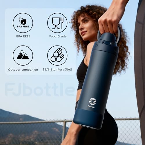 FJbottle Insulated Stainless Steel Water Bottle, 24 oz No Straw