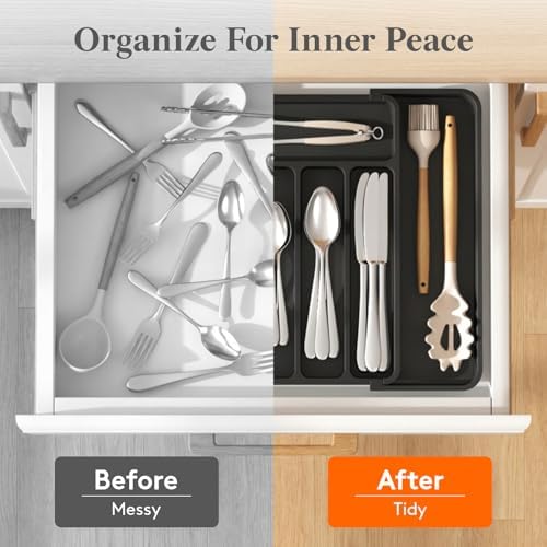 Lifewit Adjustable Silverware Drawer Organizer, Expandable Utensil