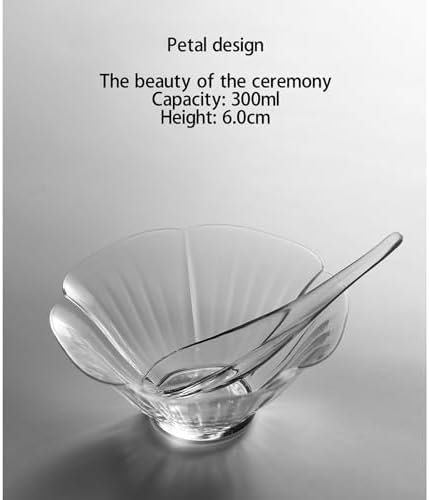 Petal-Shaped Glass Salad Bowl and Mixing Bowl Set, With Crystal Glass