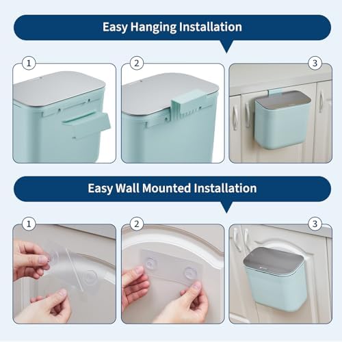 1.85 gal Hanging Kitchen Compost Bin with Lid, Stainless Steel
