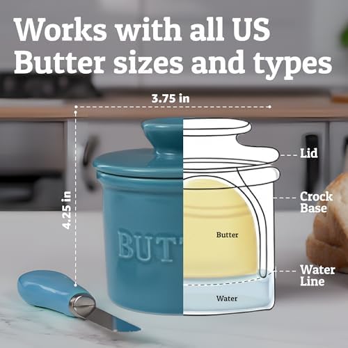 PriorityChef French Butter Crock with Lid, Keep Butter Spreadable &