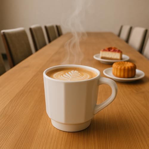 Minimalist White Ceramic Coffee Mug Set of 2 – 12 oz Modern Style Cups