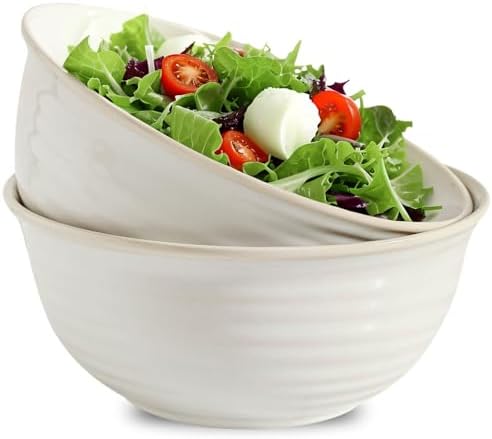 Serving Bowls Set of 2, 9 Inch Large Ceramic Mixing Bowls for Kitchen