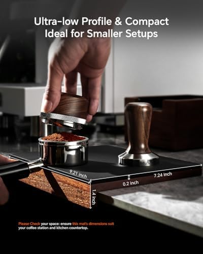 Espresso Tamping Mat - Premium Walnut with Silicone Pad, 9.21 x 7.24"