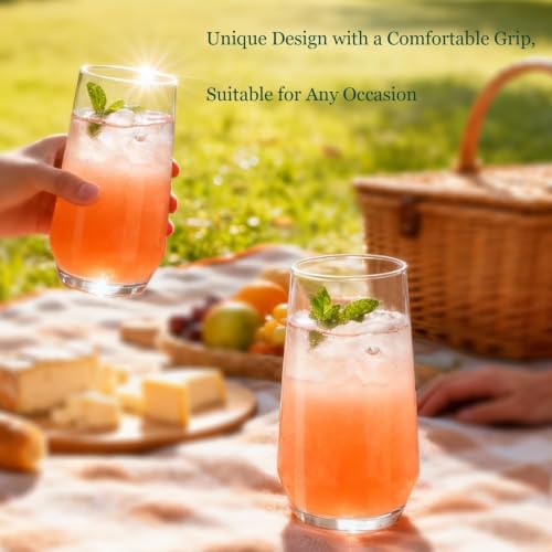 Drinking Glasses Set of 6, 16oz Crystal Clear Water Glasses Set