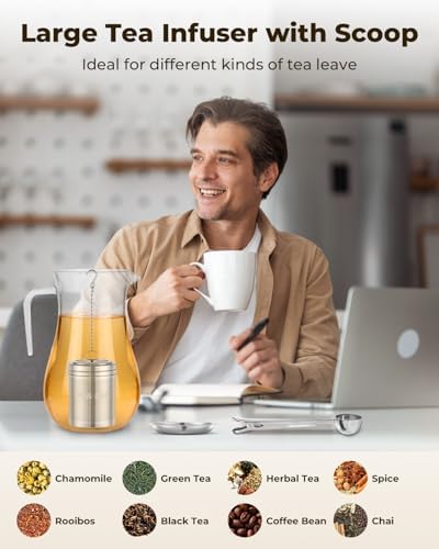 HOUSE AGAIN Large Tea Infuser with Scoop, 304 Stainless Steel Tea