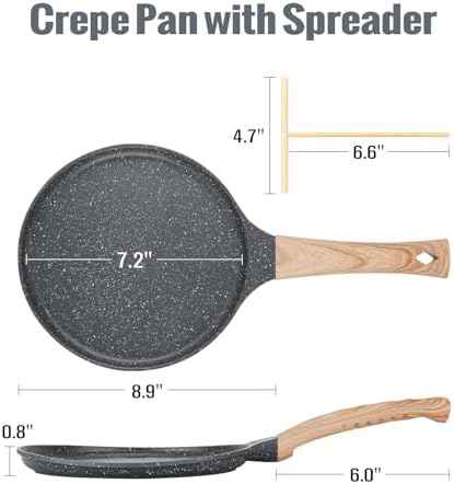 SouxMux 8" Crepe Pan with Spreader, Ceramic Nonstick, Induction Ready